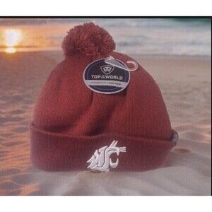 Washington State Cougars Crimson Cuffed Embroidered NCAA unisex Beanie-NEW wTags